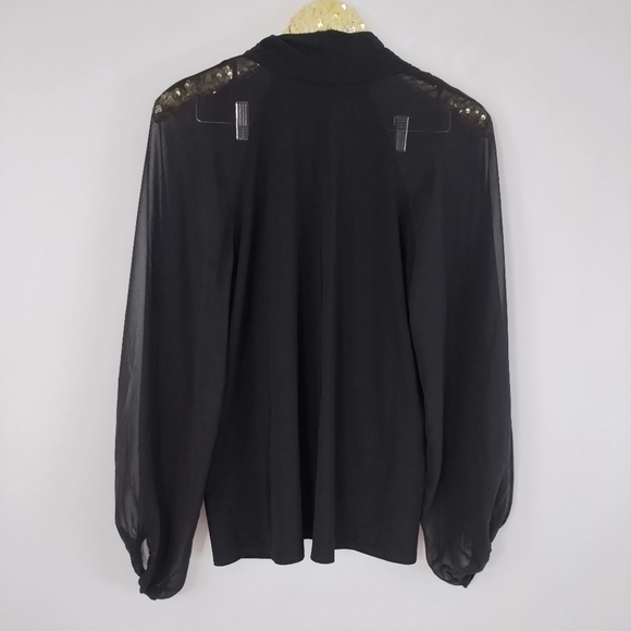 Vintage Y2K MSK Women's Plus Size Black Sheer Sleeves Dressy Top sz 1X Elevated - Picture 4 of 9